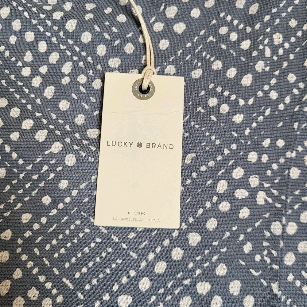 Lucky Brand Brand Dress Women's S/P Blue‎ white Short Sleeve Casual Henley